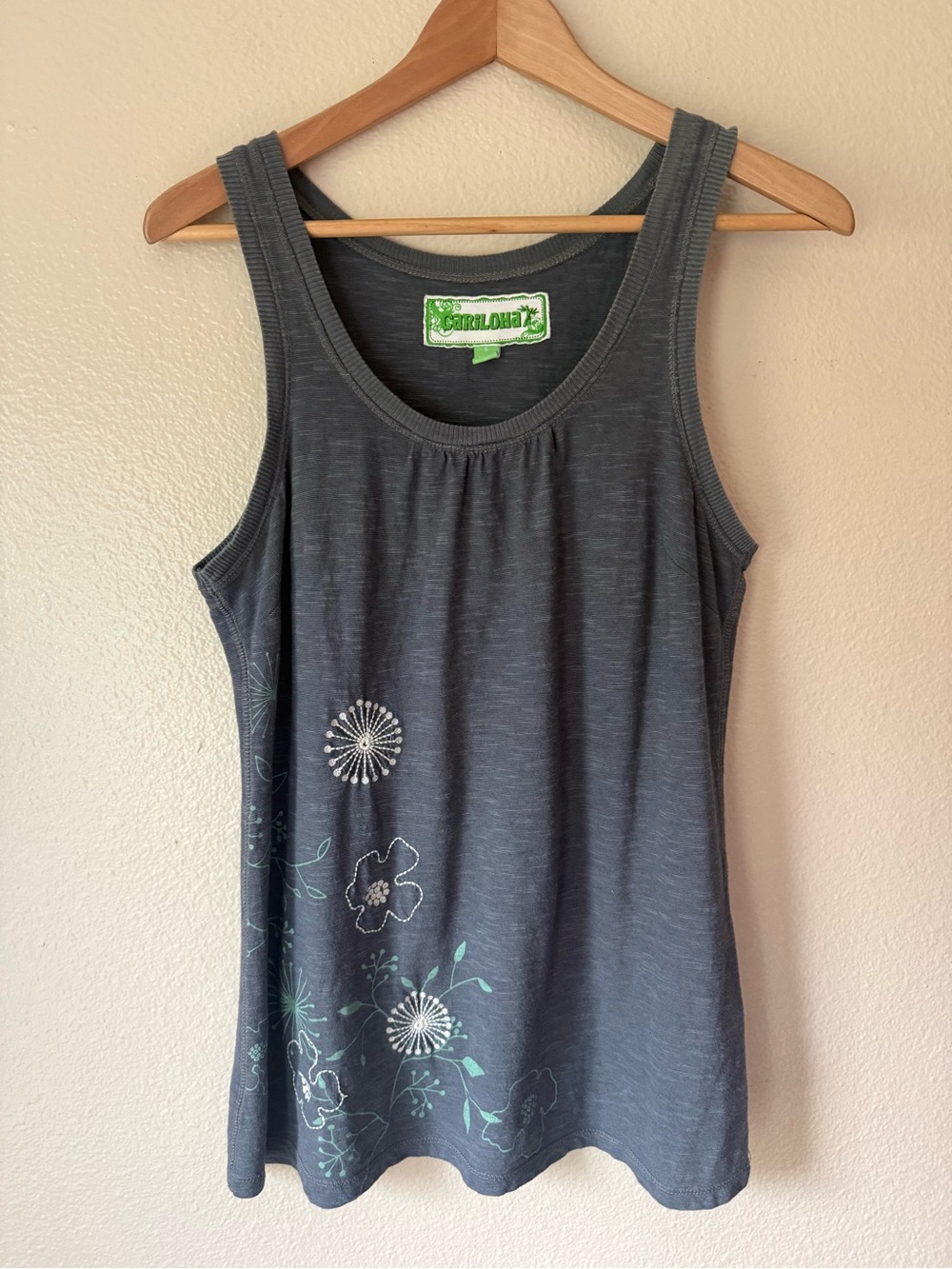 CARILOHA Charcoal Floral Scoop Neck Tank Top
